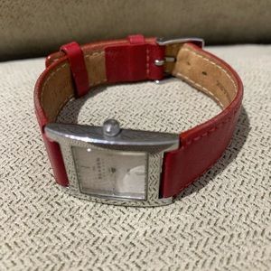 Skagen Denmark Women’s Steel Square Red Leather Band